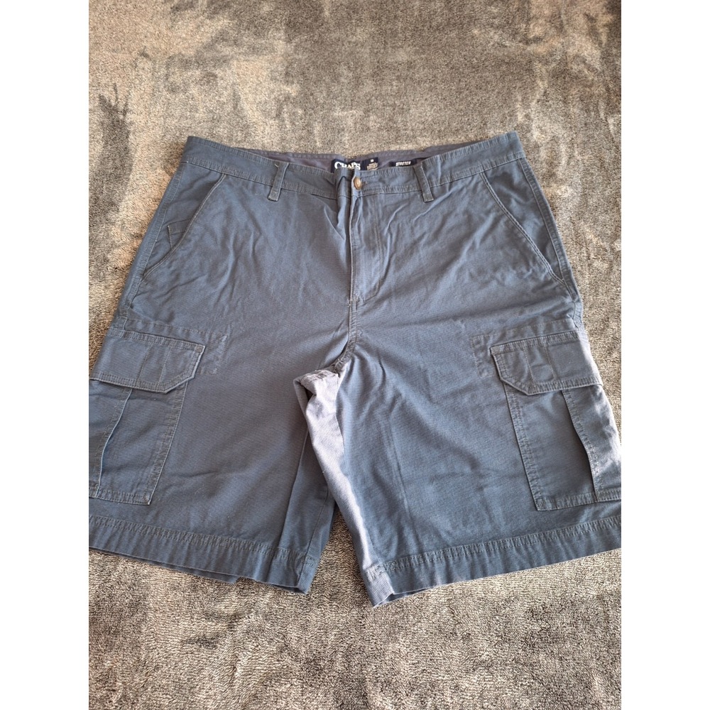 Chaps Cargo Shorts Mens 38 Navy Blue Stretch Ribbed‎ 90's Gorp Camping Hiking